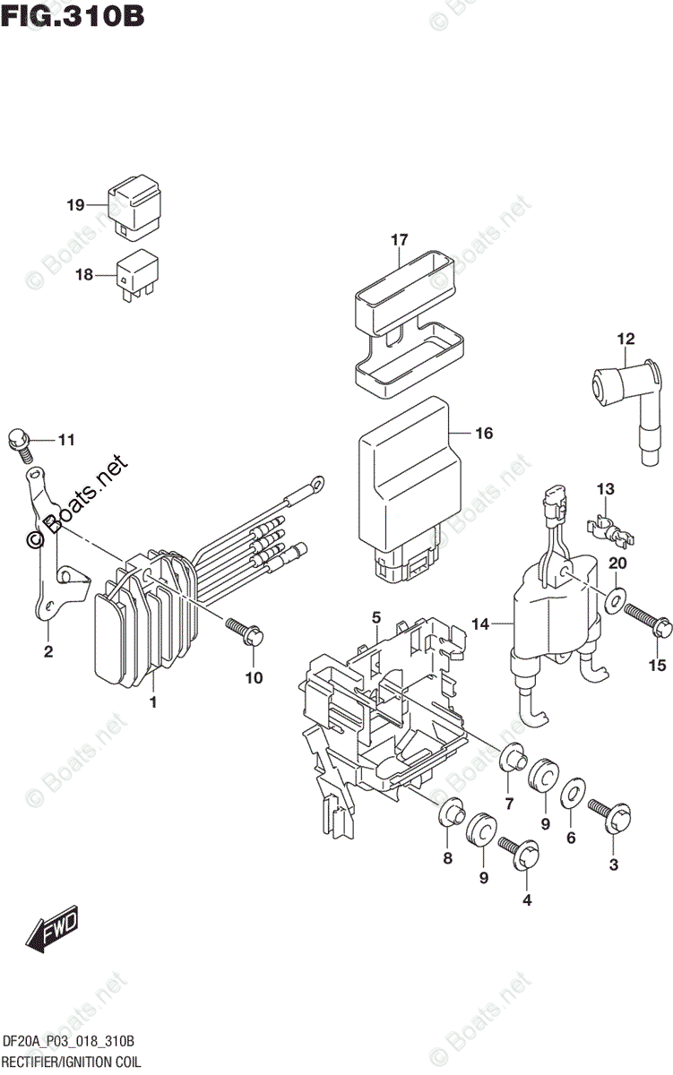 Suzuki Outboard 2018 OEM Parts Diagram for RECTIFIER/IGNITION COIL (DF9