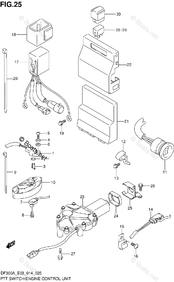 Suzuki Outboard Parts by Model DF 250 OEM Parts Diagram for PTT Switch