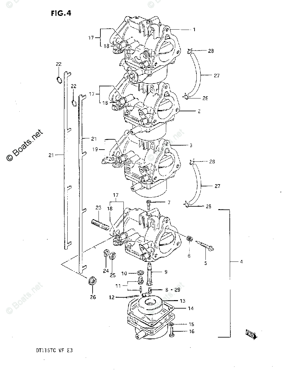 Suzuki Outboard 1984 OEM Parts Diagram for CARBURETOR