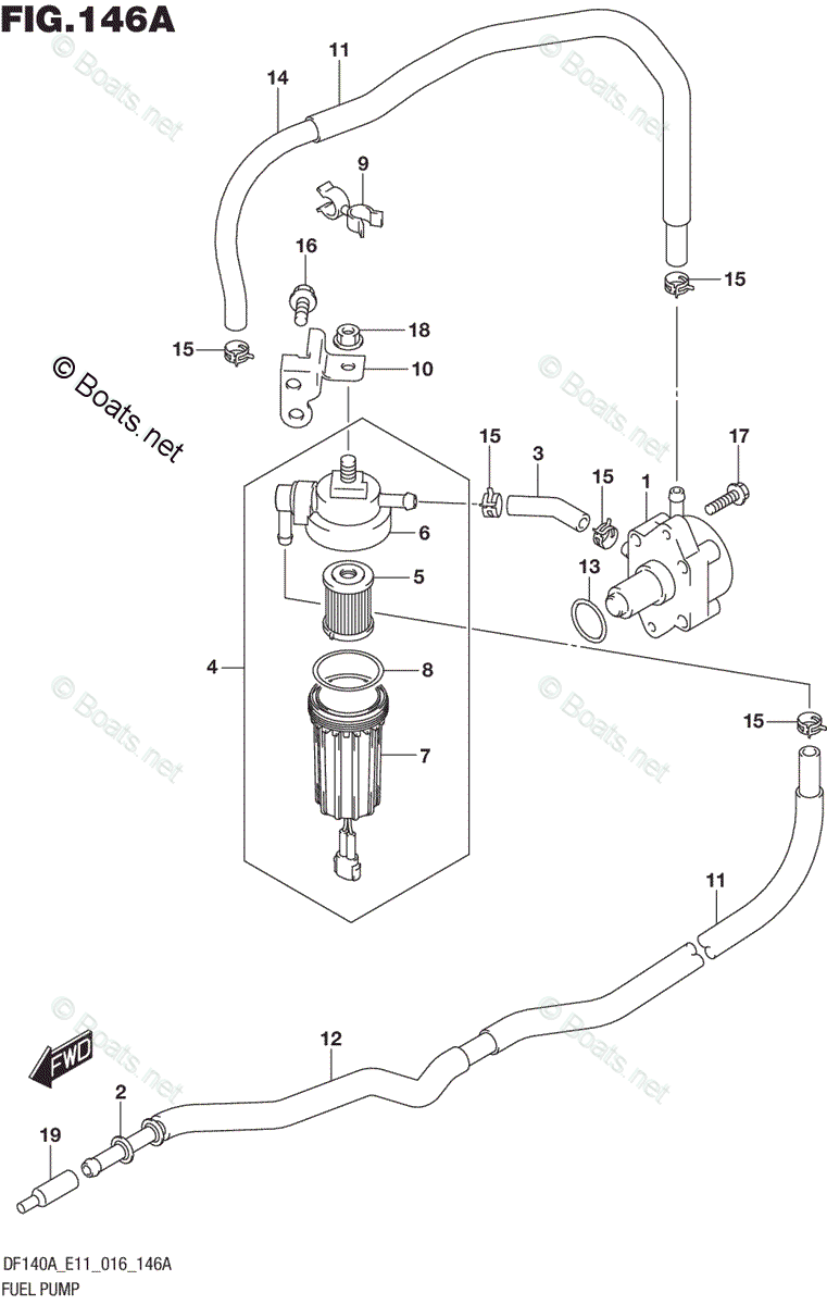 Suzuki Outboard Parts by Year 2016 OEM Parts Diagram for FUEL PUMP