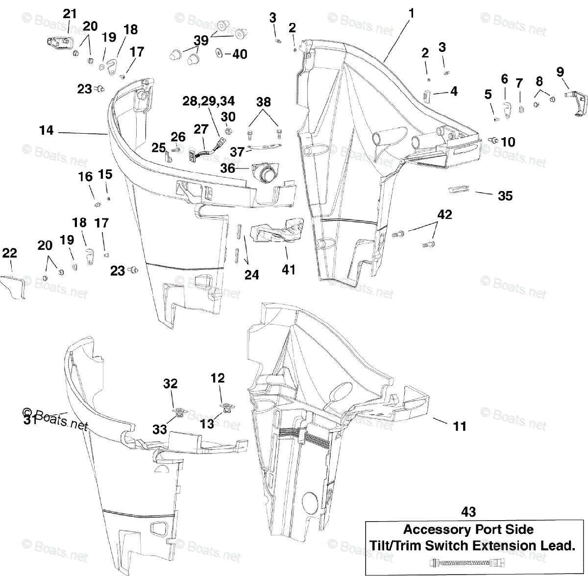 Evinrude Outboard 2009 OEM Parts Diagram for LOWER ENGINE COVER