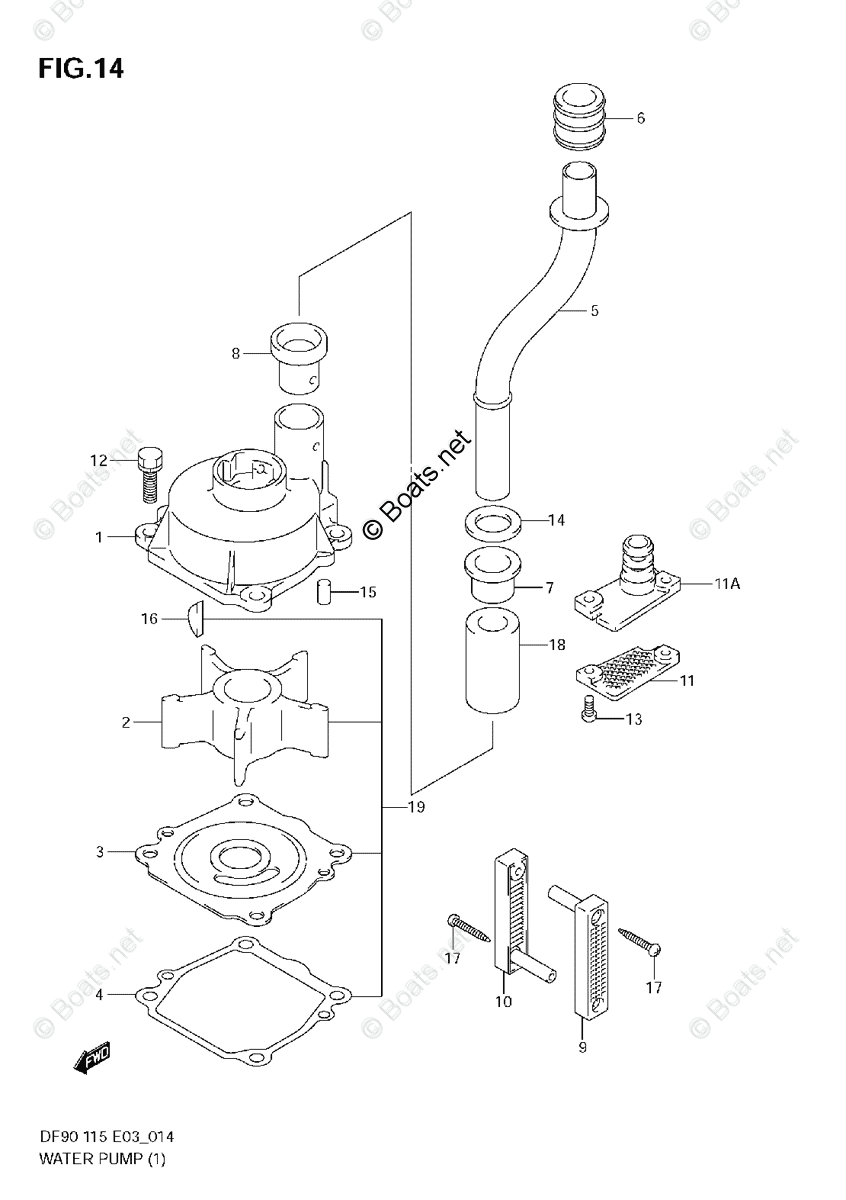 Suzuki Outboard 2004 OEM Parts Diagram for WATER PUMP