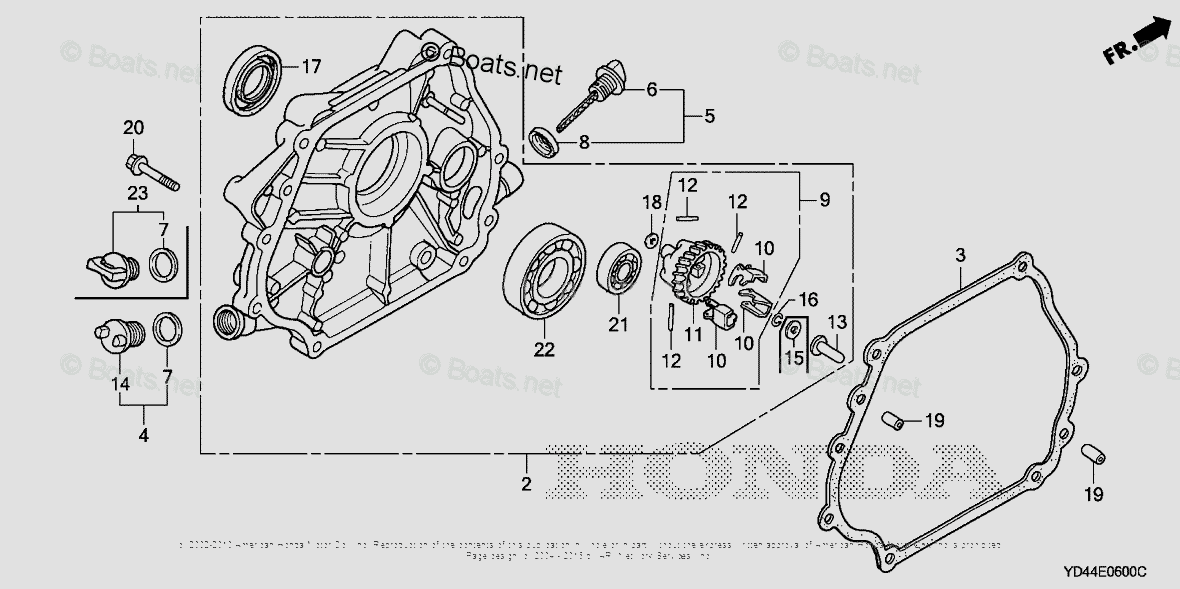 Honda Water Pumps Wt40xk2 Ac Vin Wacj 1000001 To Wacj 1099999 Oem Parts Diagram For Crankcase