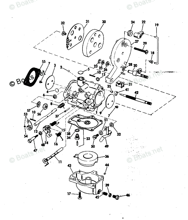 Johnson Outboard Parts by HP 25HP OEM Parts Diagram for CARBURETOR