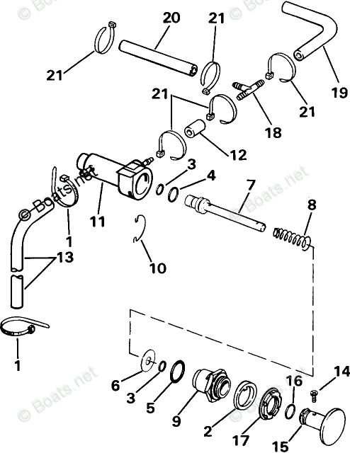 Evinrude Outboard 25HP OEM Parts Diagram for Manual Primer System ...