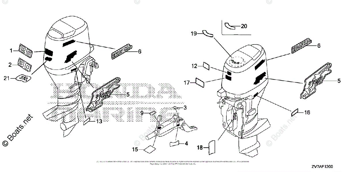 Honda Outboard 2007 And Later OEM Parts Diagram for Label