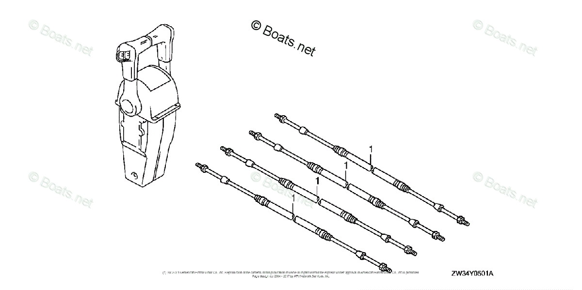 Honda Outboard 40HP OEM Parts Diagram for Cable (Dual) | Boats.net