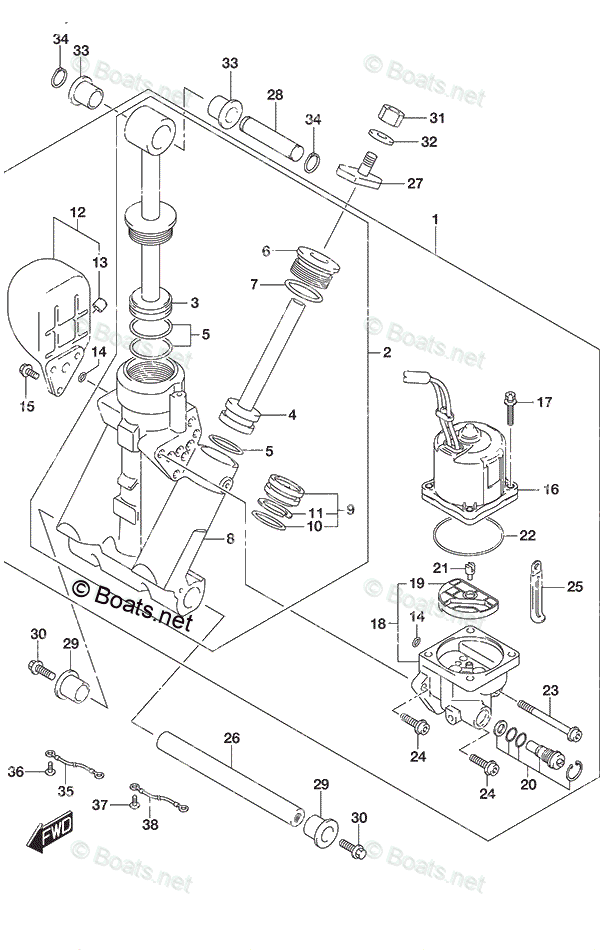 Suzuki Outboard 2020 OEM Parts Diagram for TRIM CYLINDER (W
