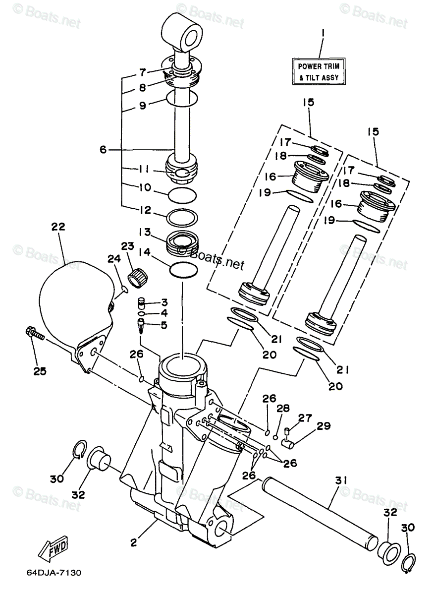 Yamaha Outboard 1997 Oem Parts Diagram For Power Trim Tilt Assembly 1 