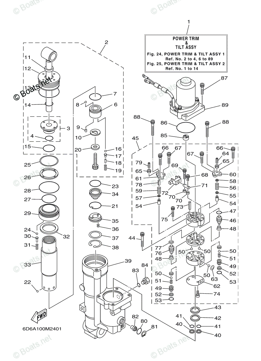 Yamaha Outboard 2013 OEM Parts Diagram for Power Trim Tilt Assy 1 ...