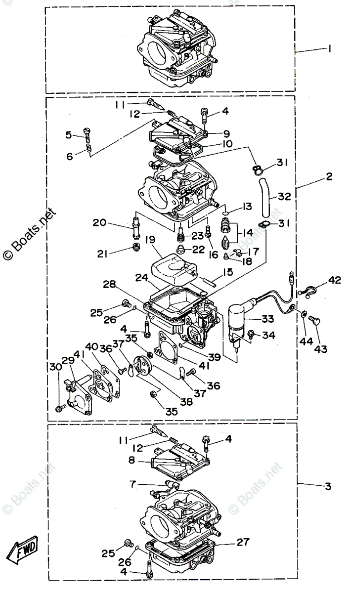 Yamaha Outboard 1995 OEM Parts Diagram for CARBURETOR