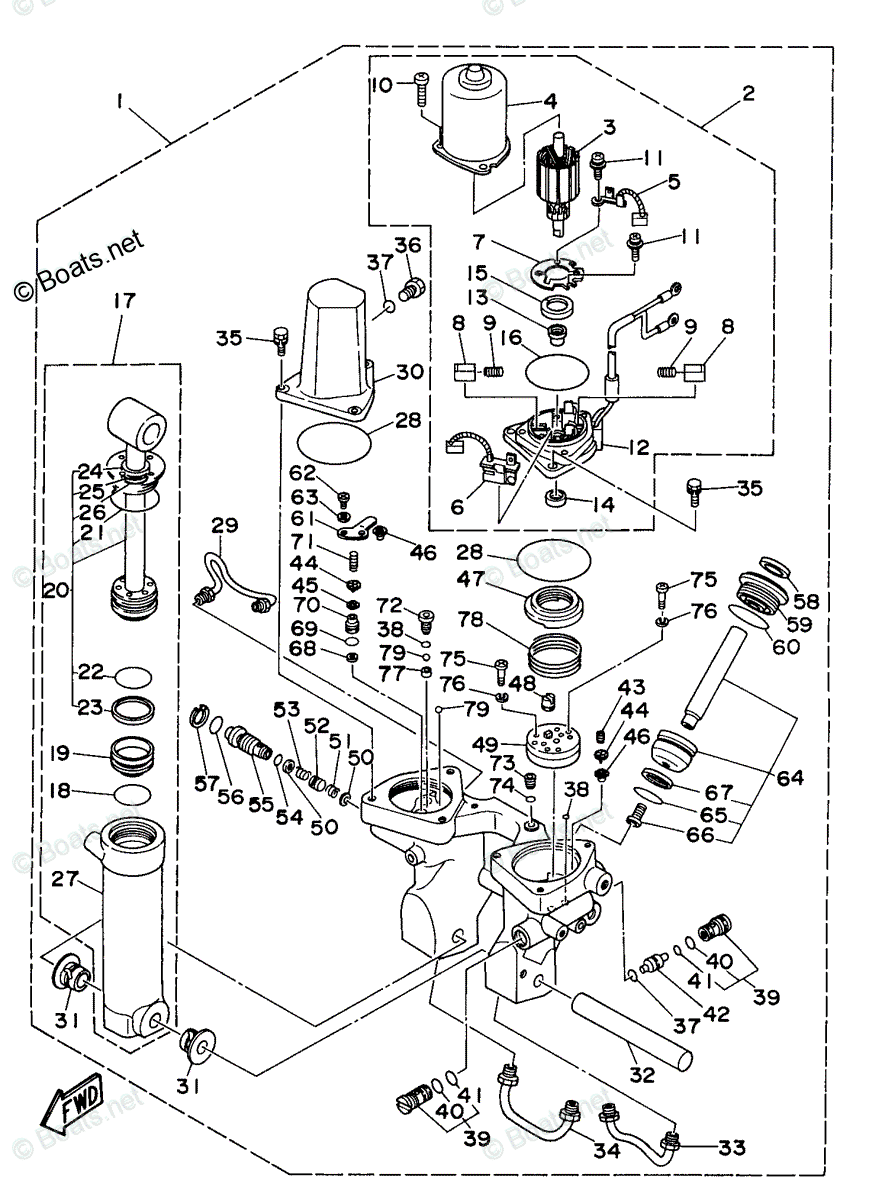 Yamaha Outboard 1998 OEM Parts Diagram for Power Trim Tilt Assembly 1 ...