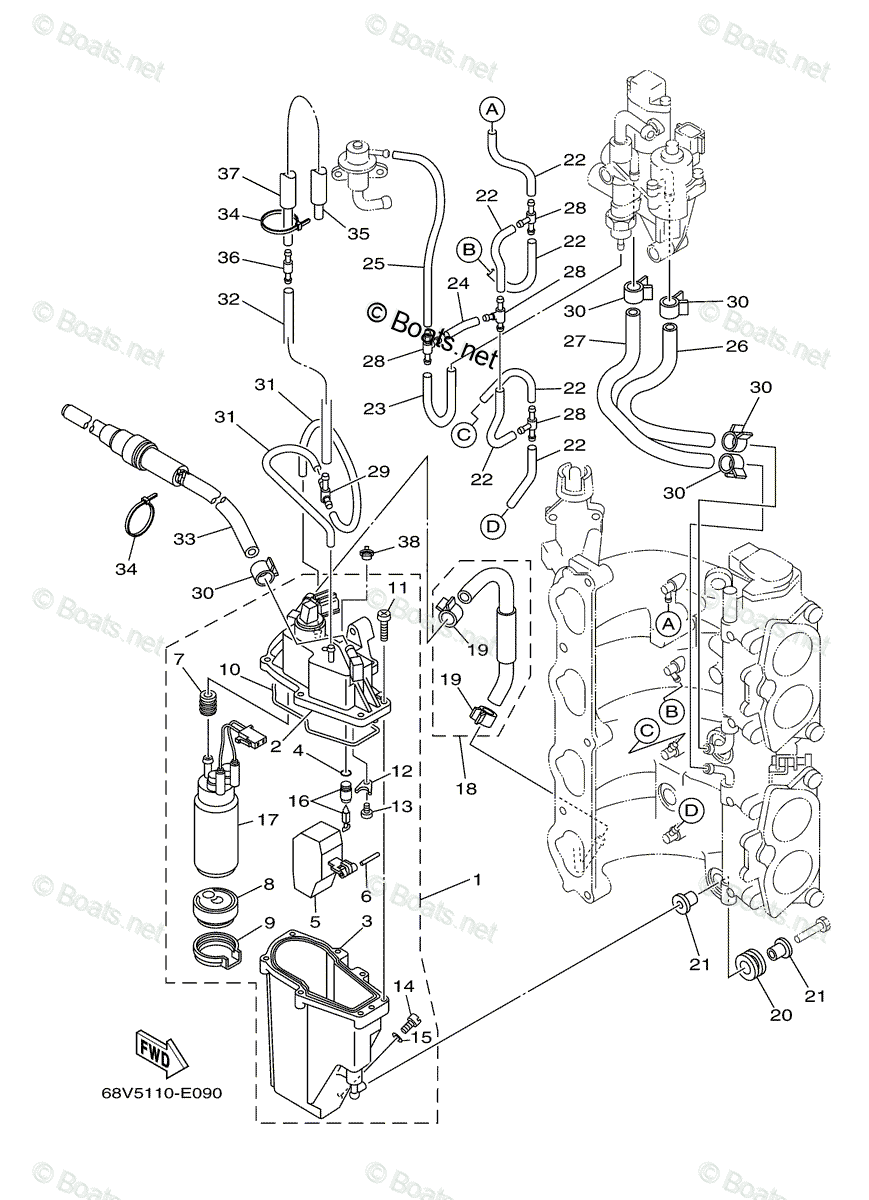 Yamaha Outboard 2005 OEM Parts Diagram for Fuel Injection Pump | Boats.net