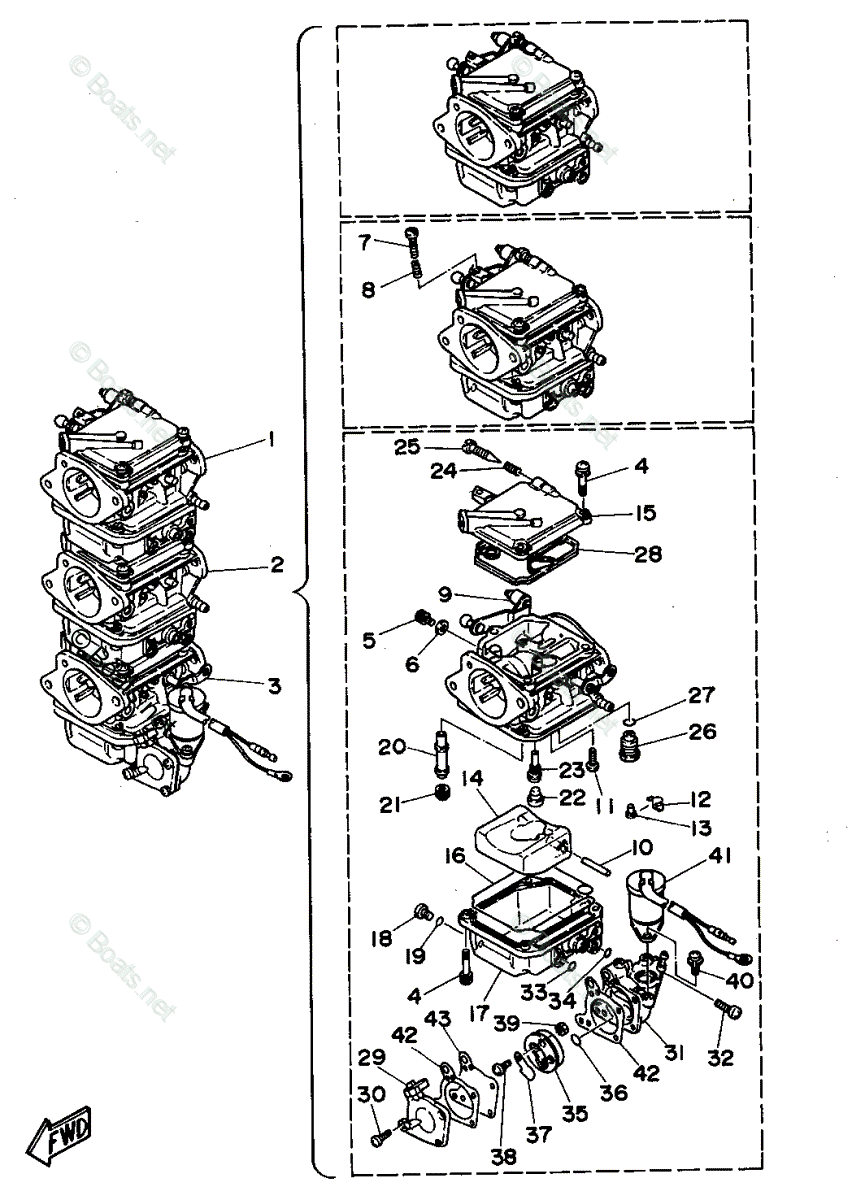 Yamaha Outboard 1994 OEM Parts Diagram for CARBURETOR