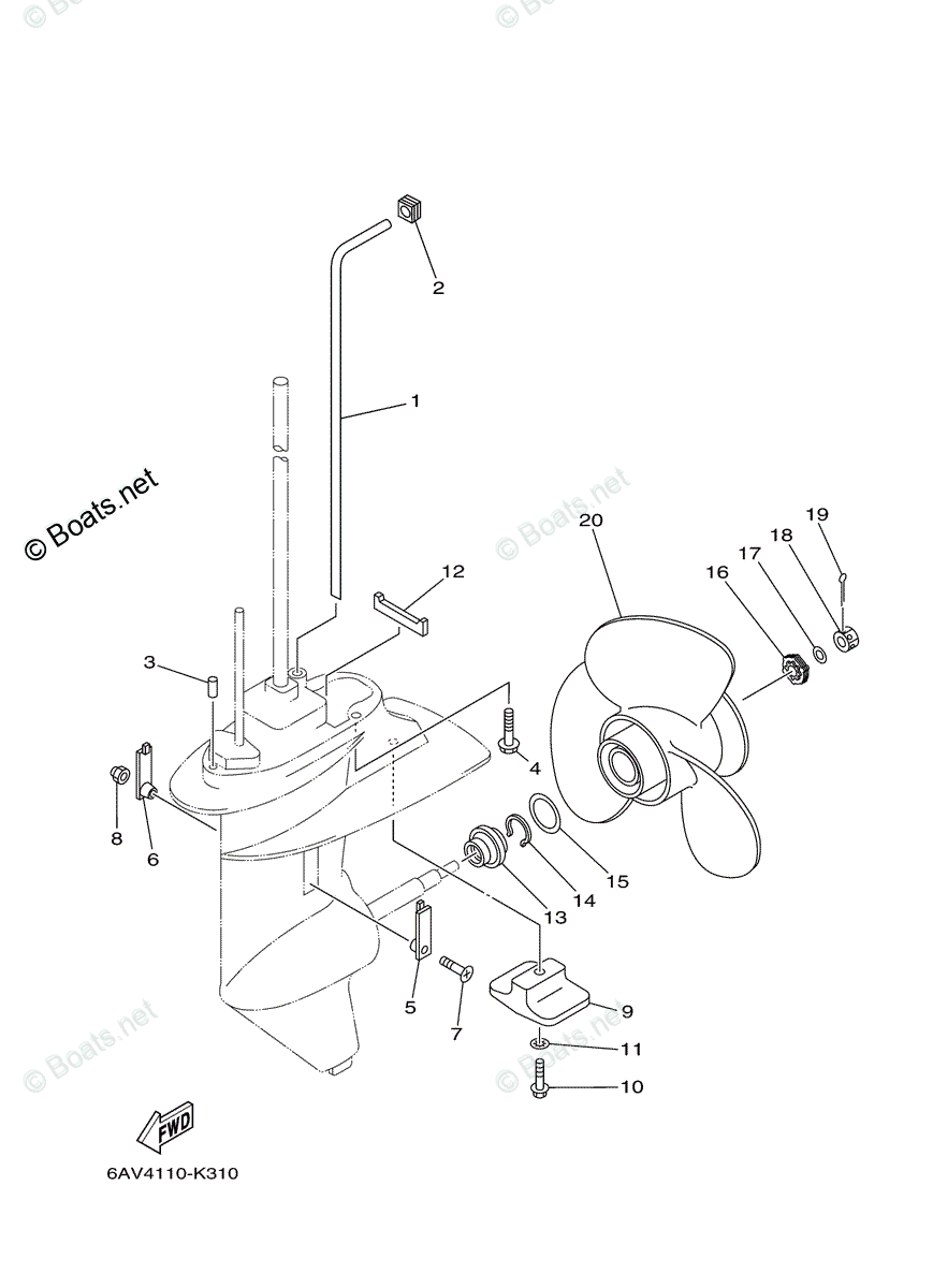 34ルート +2 Yamaha Outboard 2019 OEM Parts Diagram for Lower Casing