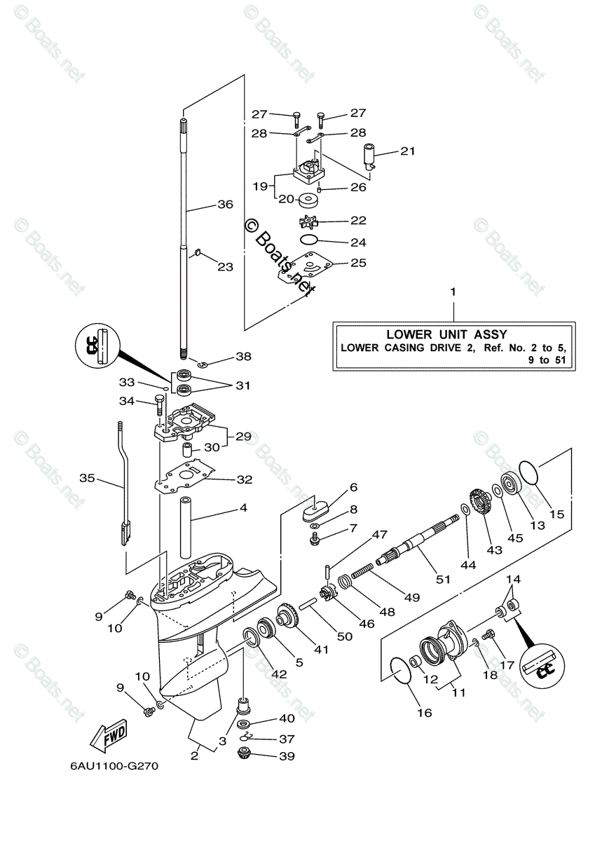 せるページ Yamaha Outboard 2009 OEM Parts Diagram for Lower Casing