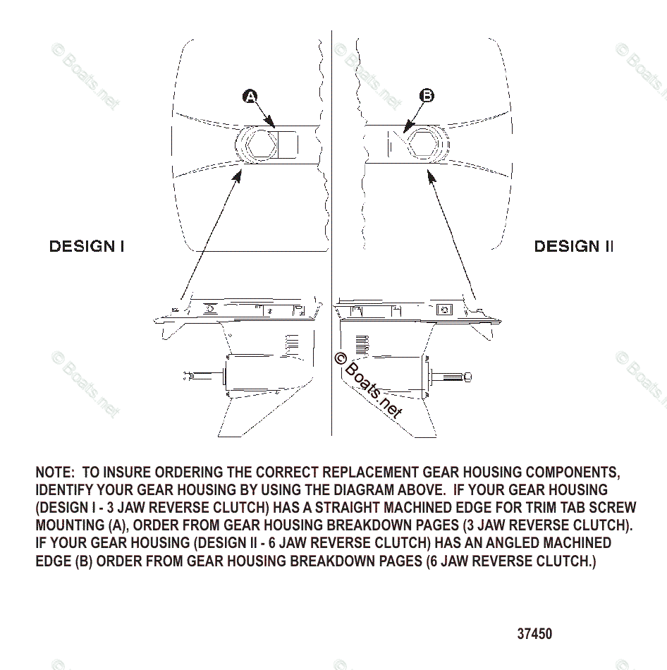 Mercury Outboard 75HP OEM Parts Diagram for GEAR HOUSING CHART (2.311 GEAR RATIO)