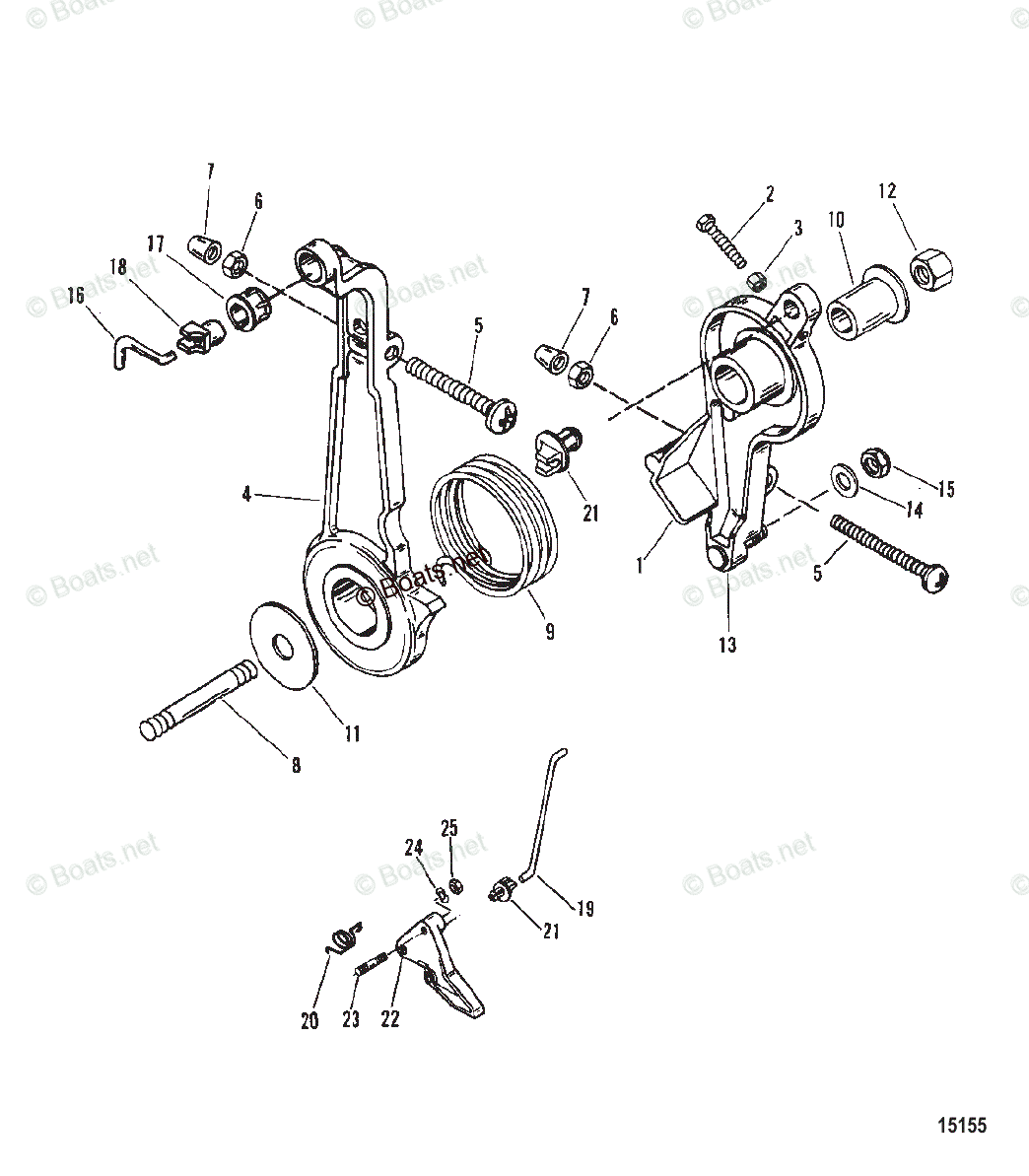 Mercury Outboard 90HP OEM Parts Diagram for Throttle Lever and Linkage