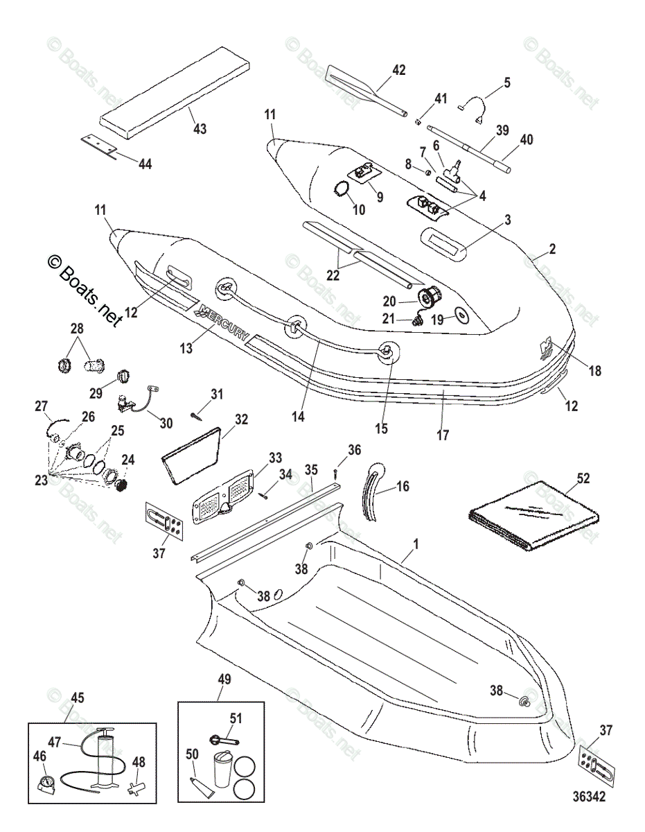 Mercury Inflatable Boats 2006 OEM Parts Diagram for Dynamic Inflatables