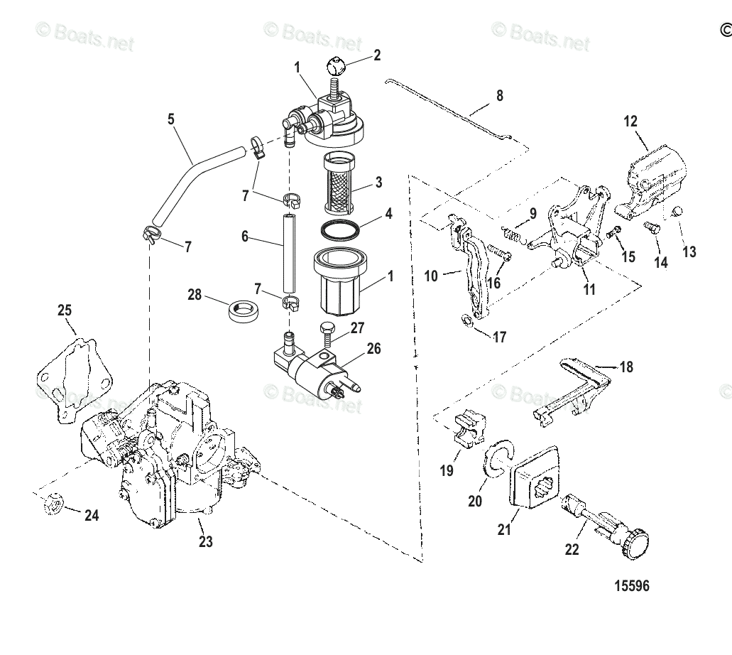 Mercury Outboard 25HP OEM Parts Diagram For Fuel System Components(USA ...