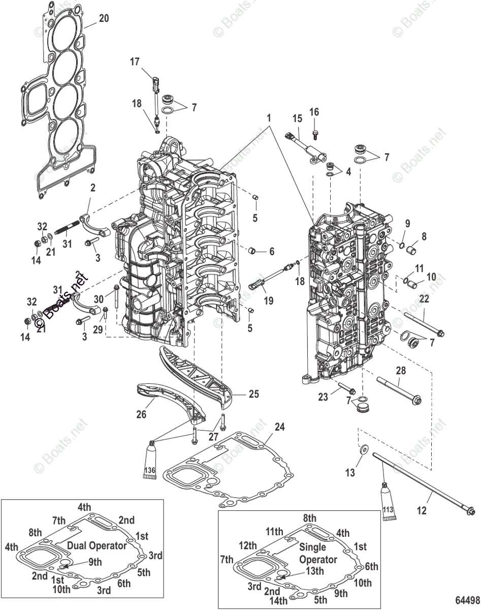 Mercury Outboard 150HP OEM Parts Diagram for CYLINDER BLOCK | Boats.net