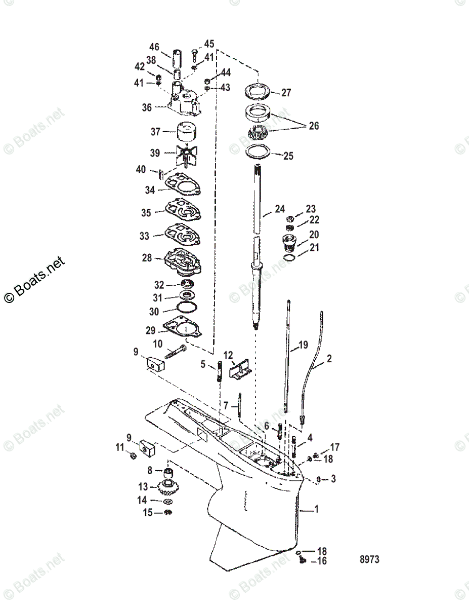 Mercury Outboard 225HP OEM Parts Diagram For Gear Housing(Driveshaft ...