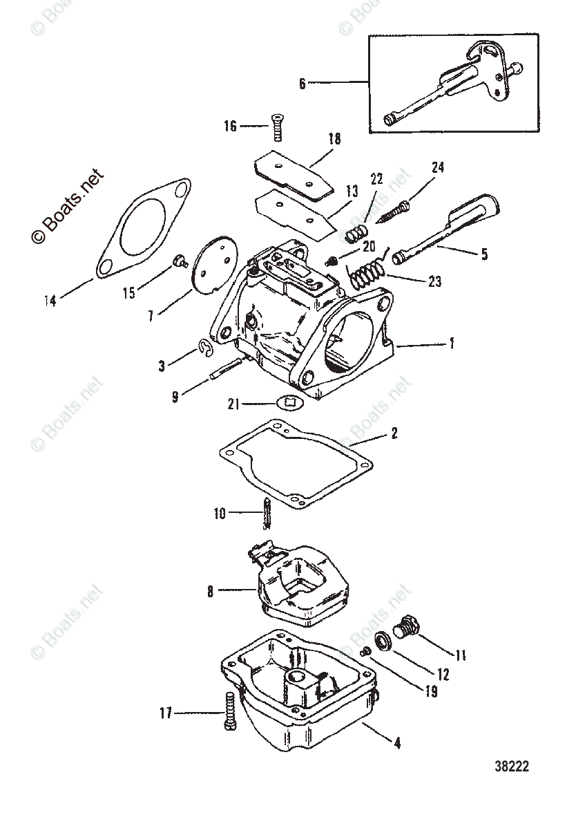 Mercury Outboard 50HP OEM Parts Diagram for Carburetor (WME-22/22B/23 ...