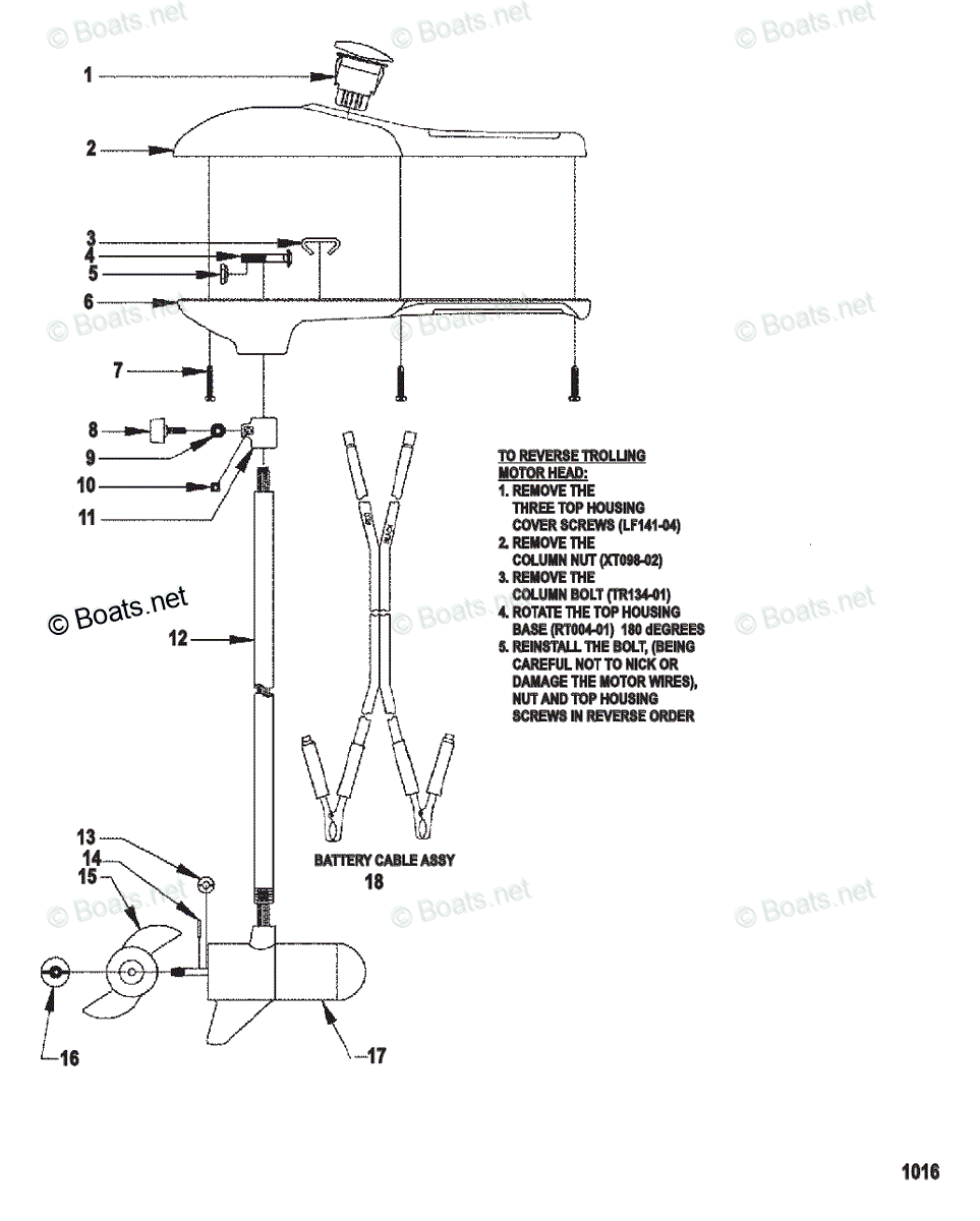 Trolling Motor Energy Series OEM Parts Diagram
