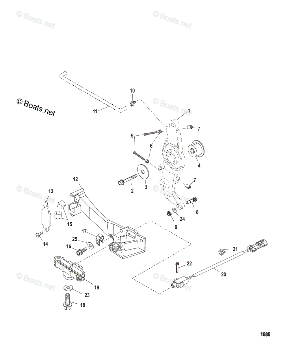 Mercury Outboard 250HP OEM Parts Diagram for THROTTLE LINKAGE