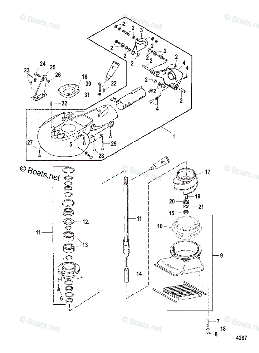 Mercury Outboard 80HP OEM Parts Diagram for Jet Pump Assembly
