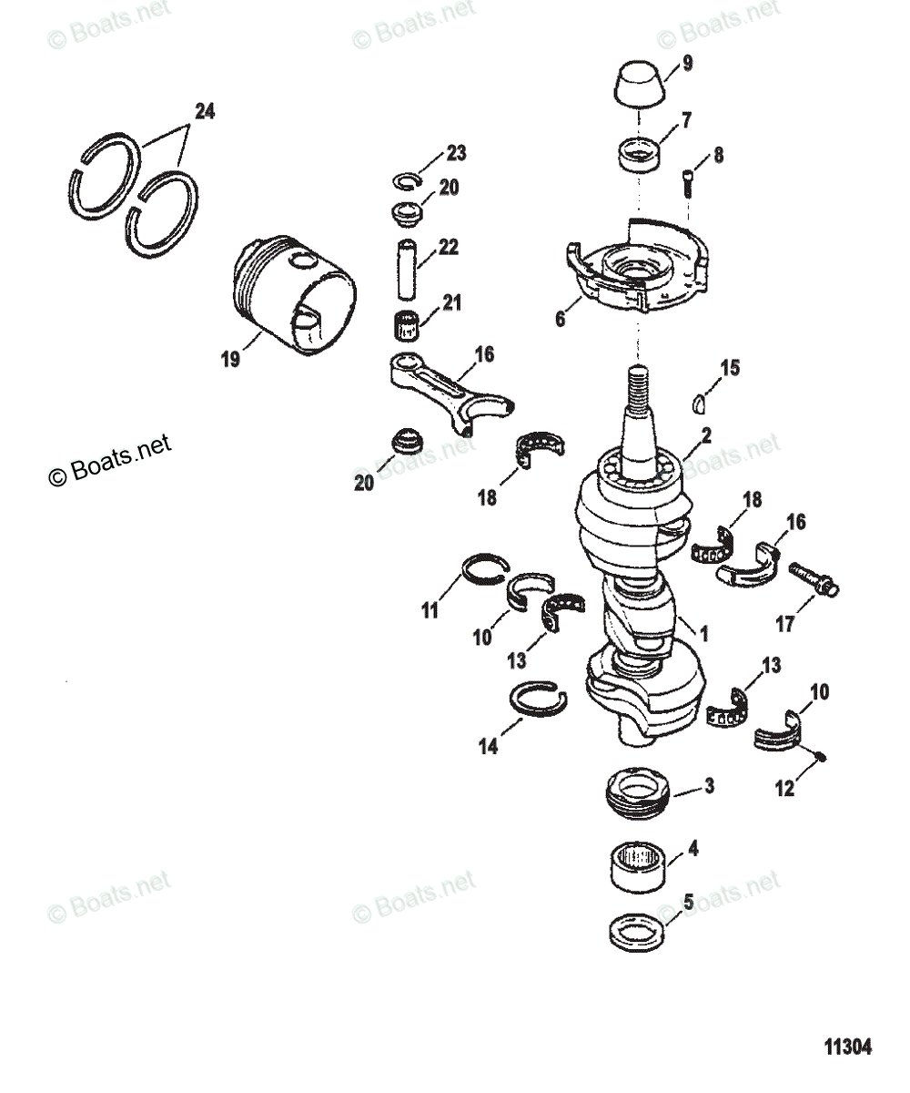 Mercury Sportjet Jet Drive 90HP OEM Parts Diagram for Crankshaft and ...