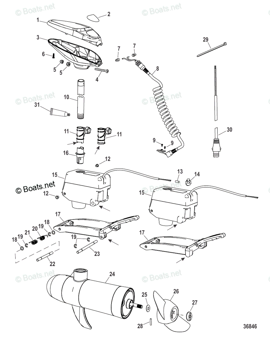 Trolling Motor Wireless Series OEM Parts Diagram