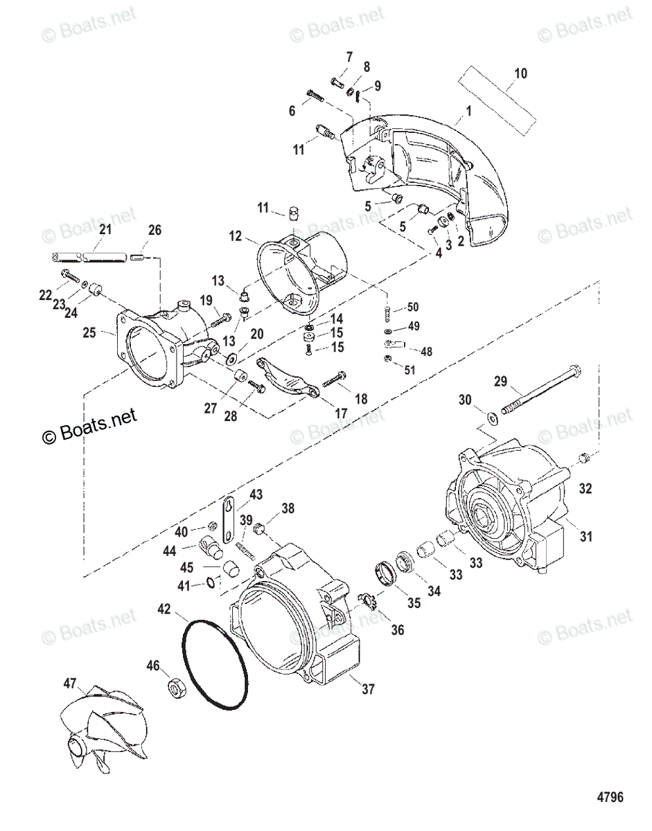 Mercury Sportjet Jet Drive 250HP OEM Parts Diagram for Nozzle And ...