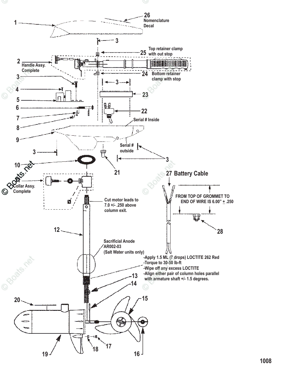 Trolling Motor Energy Series OEM Parts Diagram