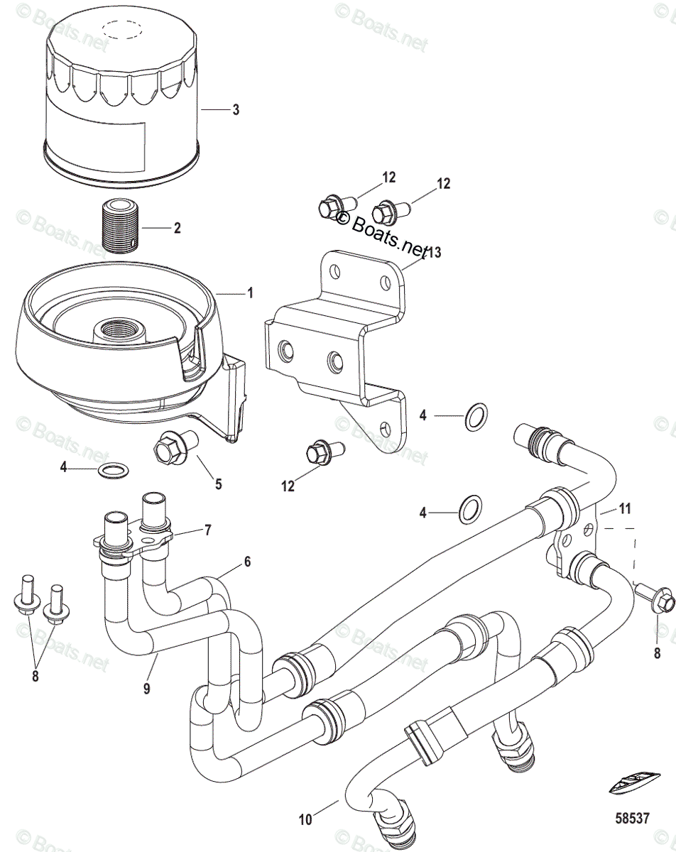 Mercruiser Sterndrive Gas Engines OEM Parts Diagram for Remote Oil ...