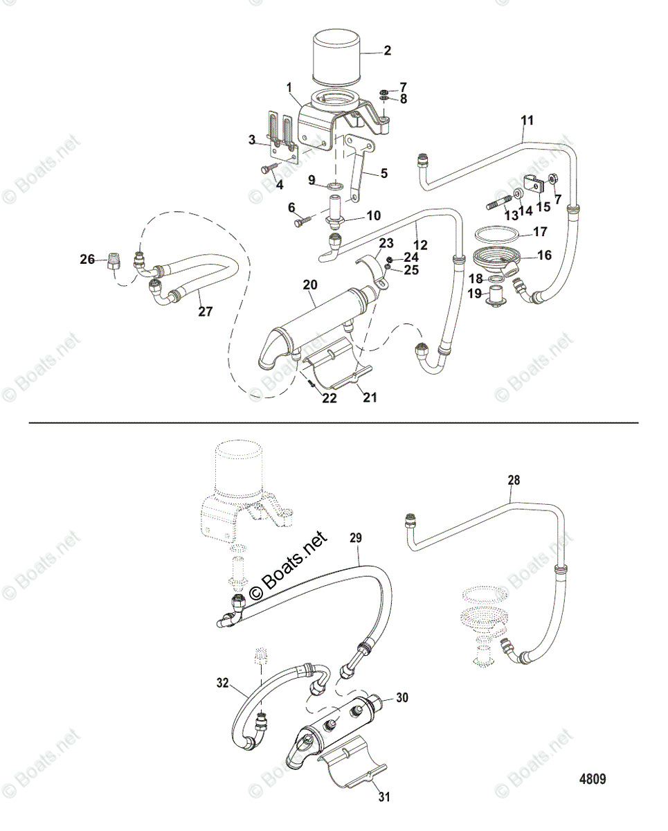 Mercruiser Sterndrive Gas Engines OEM Parts Diagram for Remote Oil ...