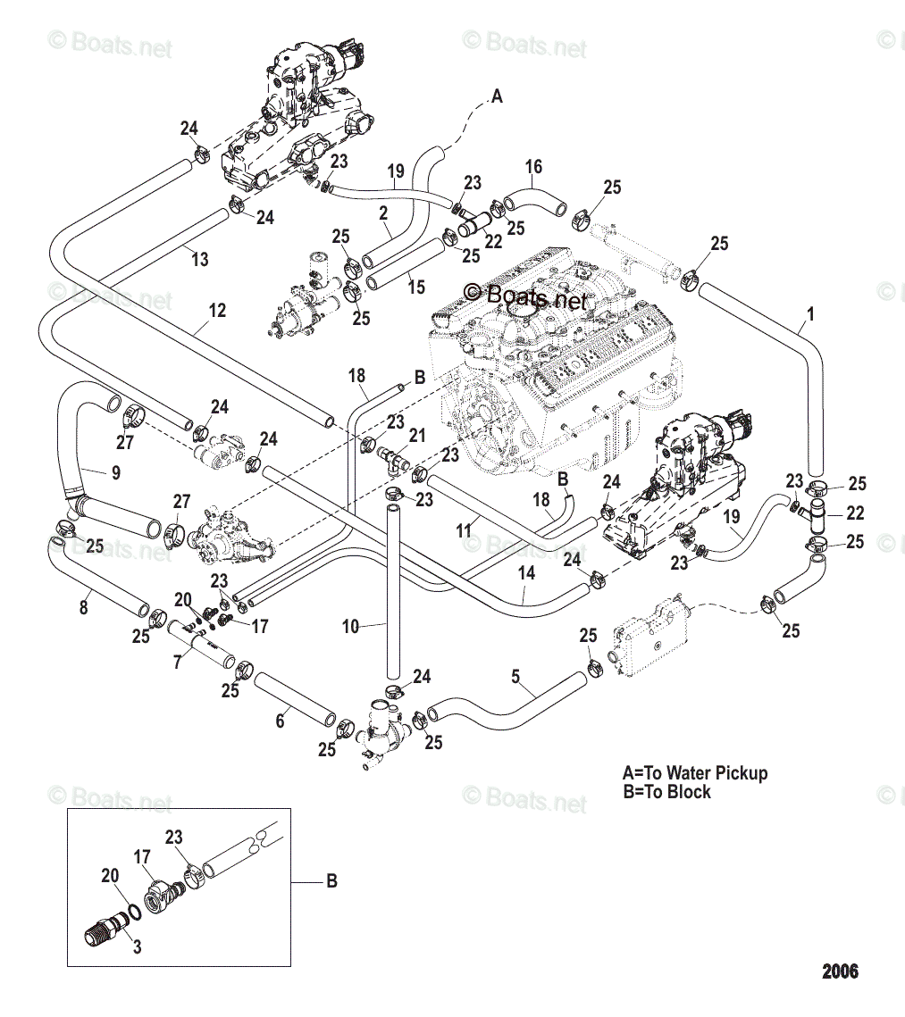 Mercruiser Inboard Gas Engines OEM Parts Diagram for Standard Cooling ...