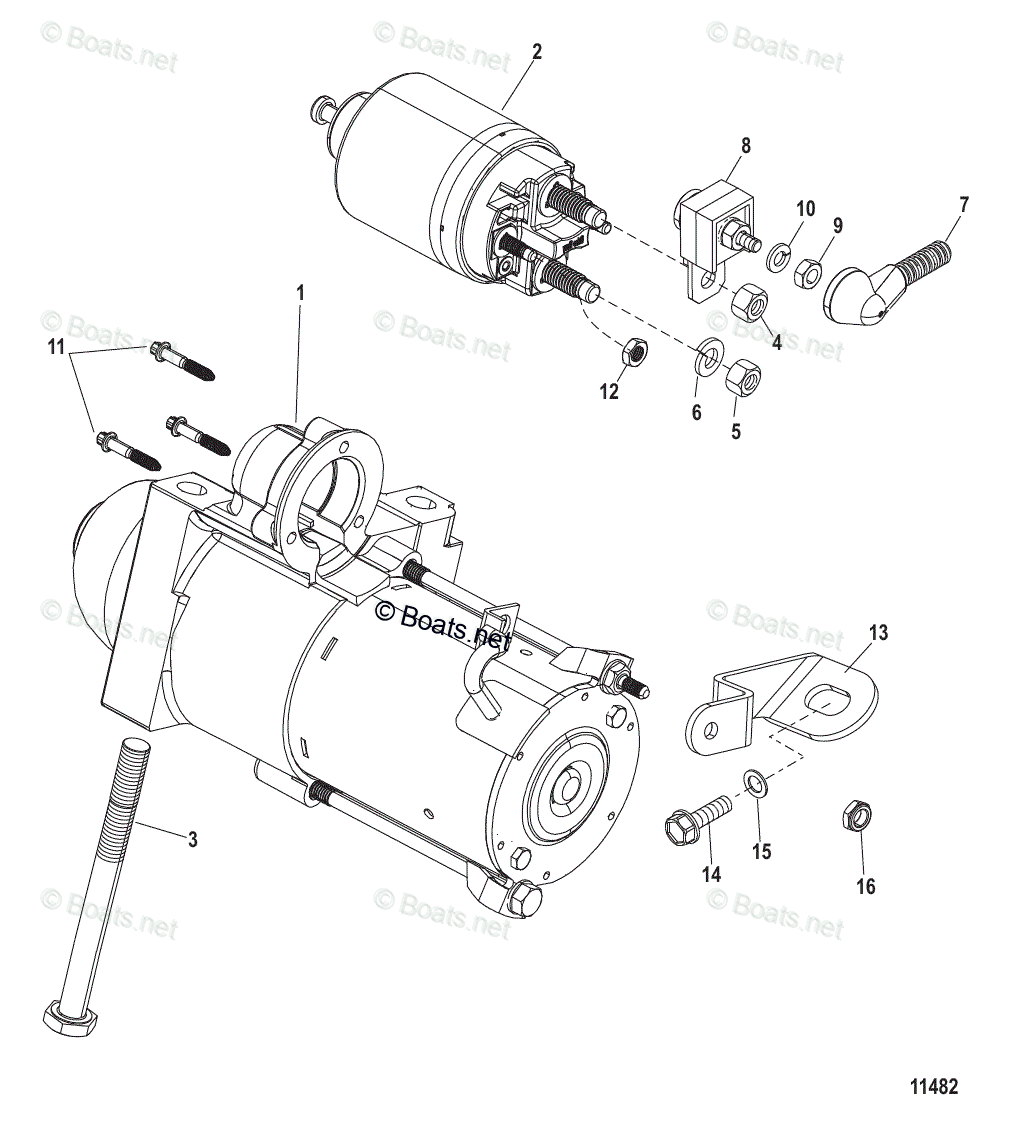 Mercruiser Sterndrive Gas Engines OEM Parts Diagram For STARTER MOTOR ...