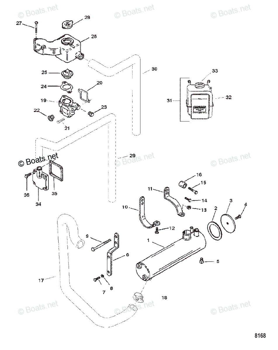 Mercruiser Sterndrive Gas Engines OEM Parts Diagram for CLOSED COOLING ...