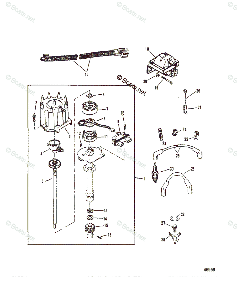 Mercruiser Sterndrive Gas Engines OEM Parts Diagram For DISTRIBITOR AND ...