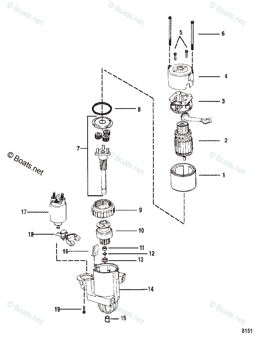 Mercruiser Sterndrive Gas Engines OEM Parts Diagram For Starter Motor ...