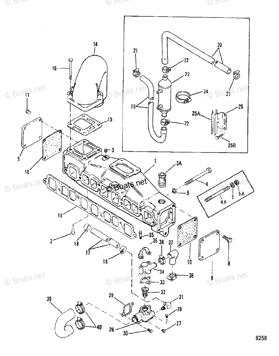 Mercruiser Sterndrive Gas Engines OEM Parts Diagram for Exhaust