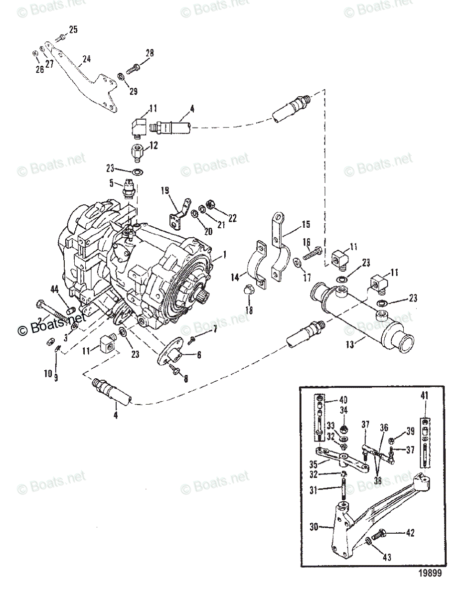 Mercruiser Inboard Gas Engines OEM Parts Diagram for TRANSMISSION AND ...