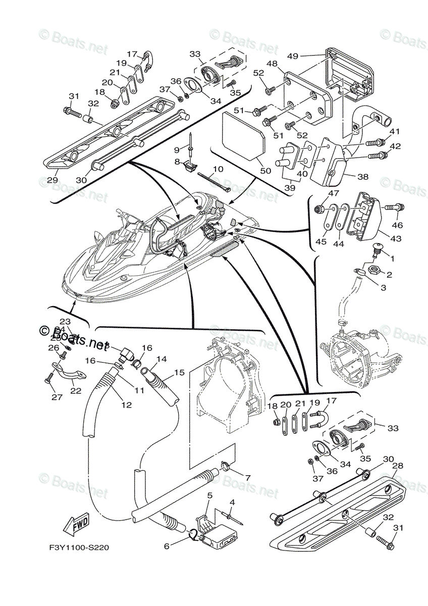 Yamaha Waverunner 2018 OEM Parts Diagram for Hull. Deck