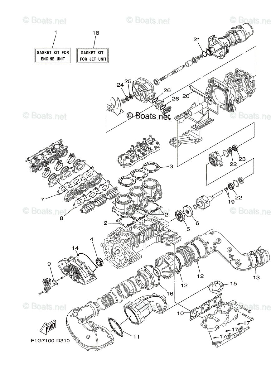 Yamaha Waverunner 2005 OEM Parts Diagram for Repair Kit 1 | Boats.net