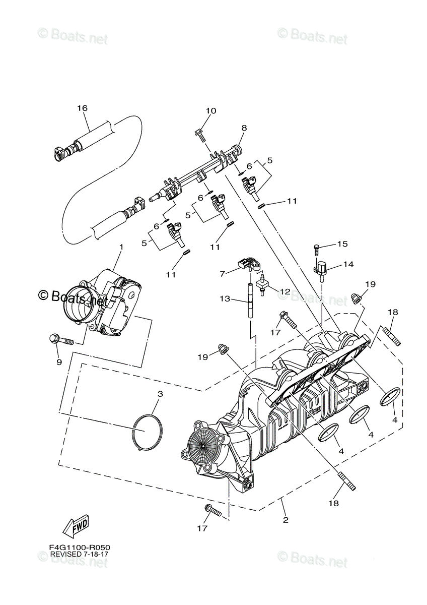 Yamaha Waverunner 2017 OEM Parts Diagram for INTAKE | Boats.net