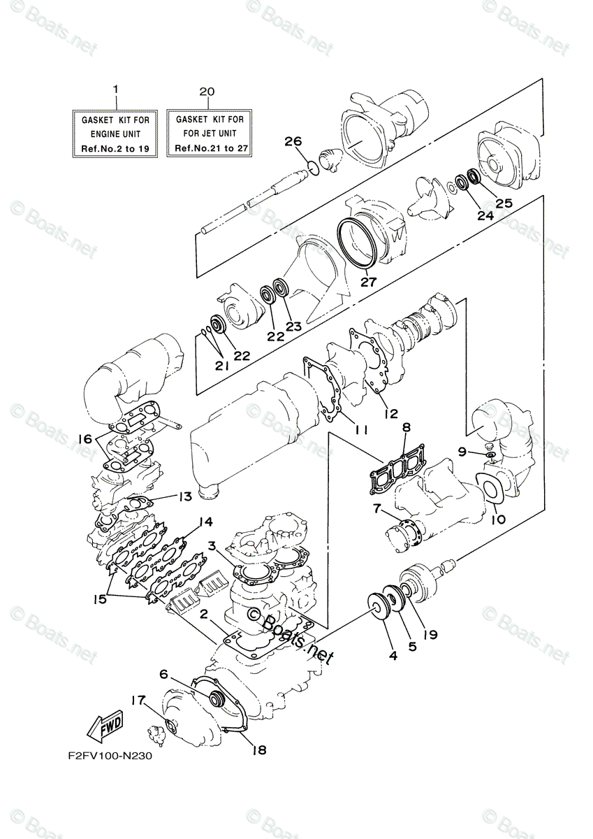 Yamaha Waverunner 2020 OEM Parts Diagram for Repair Kit 1 | Boats.net