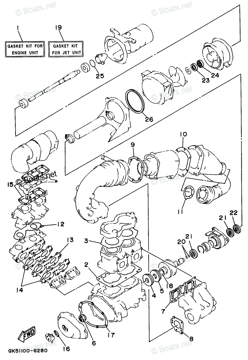 Yamaha Waverunner 1996 OEM Parts Diagram For Repair Kit 1 | Boats.net