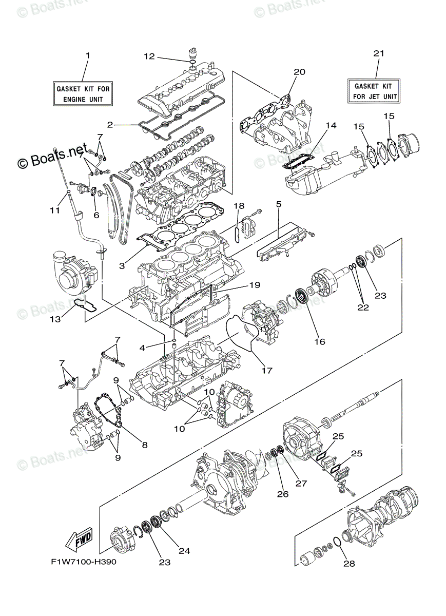 Yamaha Waverunner 2009 OEM Parts Diagram for Repair Kit 1 | Boats.net