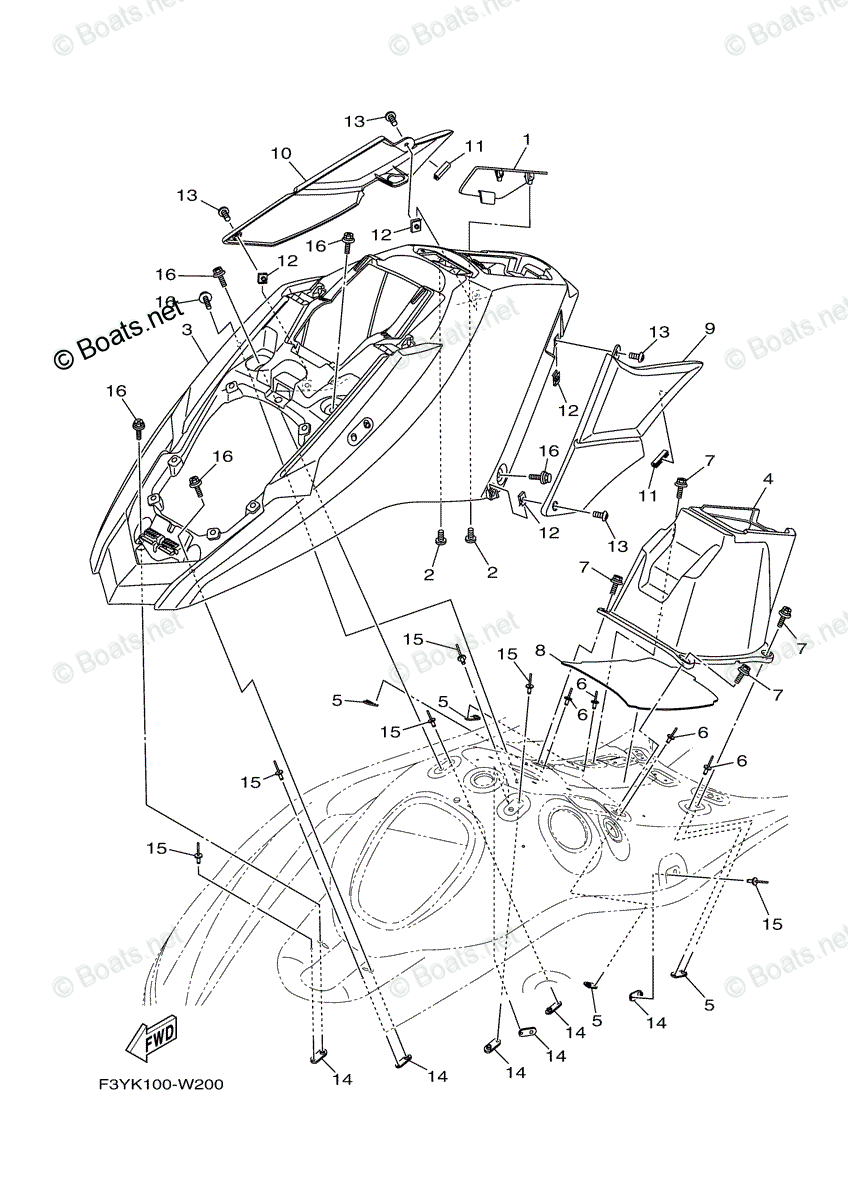 Yamaha Waverunner 2021 OEM Parts Diagram for Engine Hatch 1 